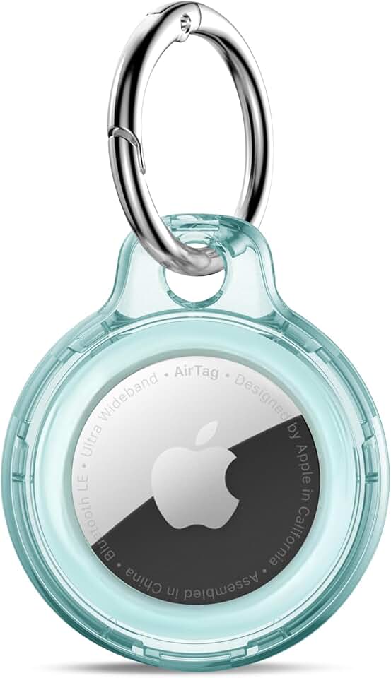 Blue transparent keychain holder with spring and case