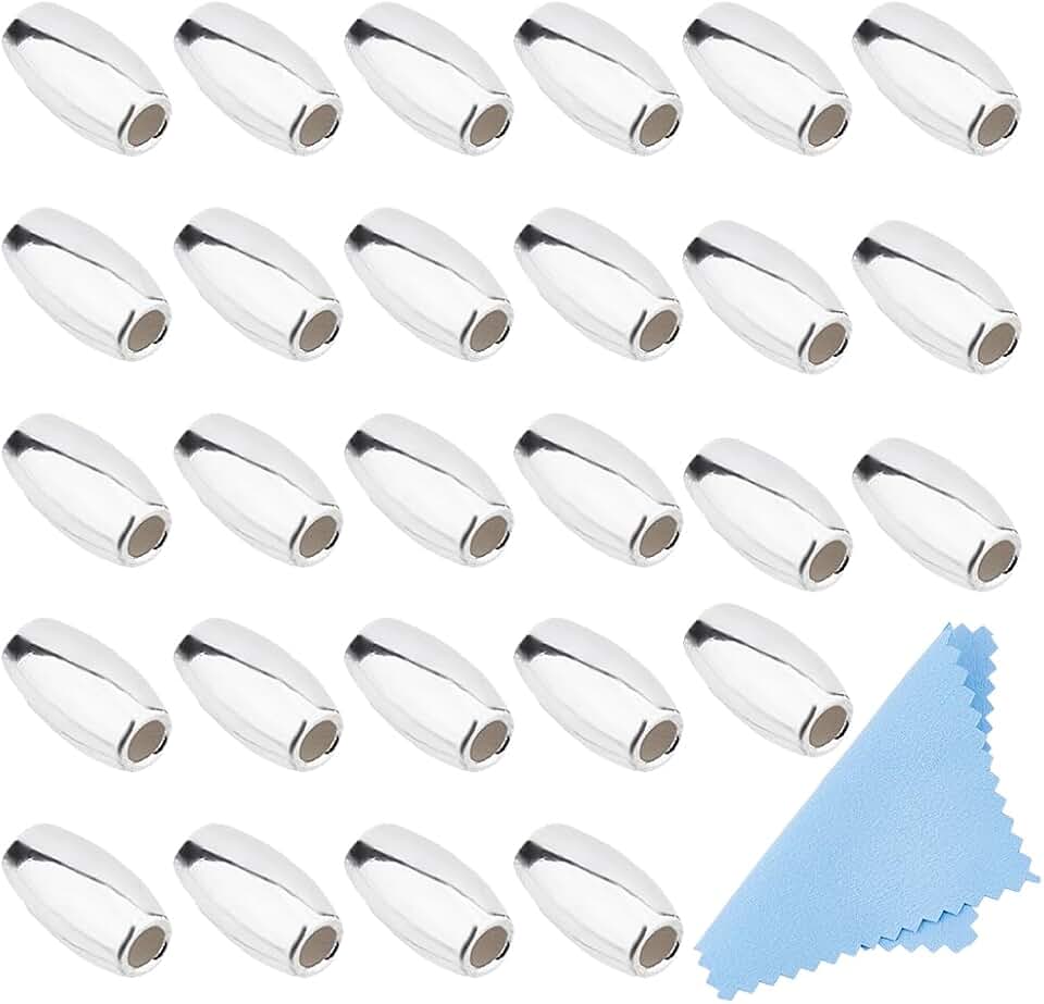 30 Sterling Silver Oval Beads for Jewelry Making