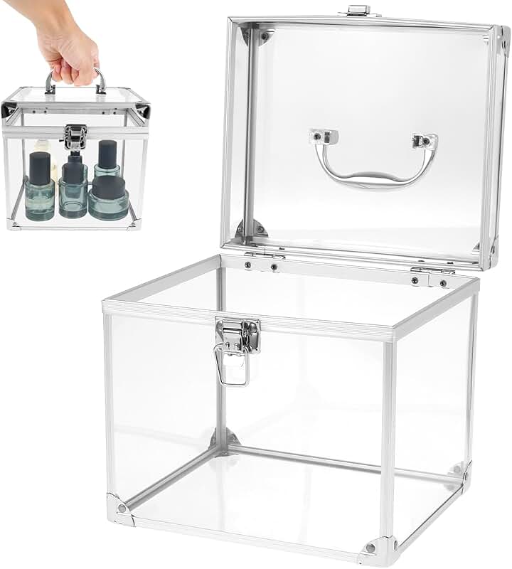 Large Clear Makeup Train Case with Handle and Latches