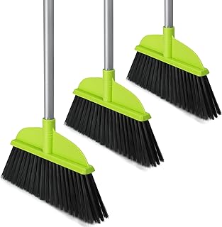 Set of 3 indoor brooms with 55-inch handles for hardwood floors