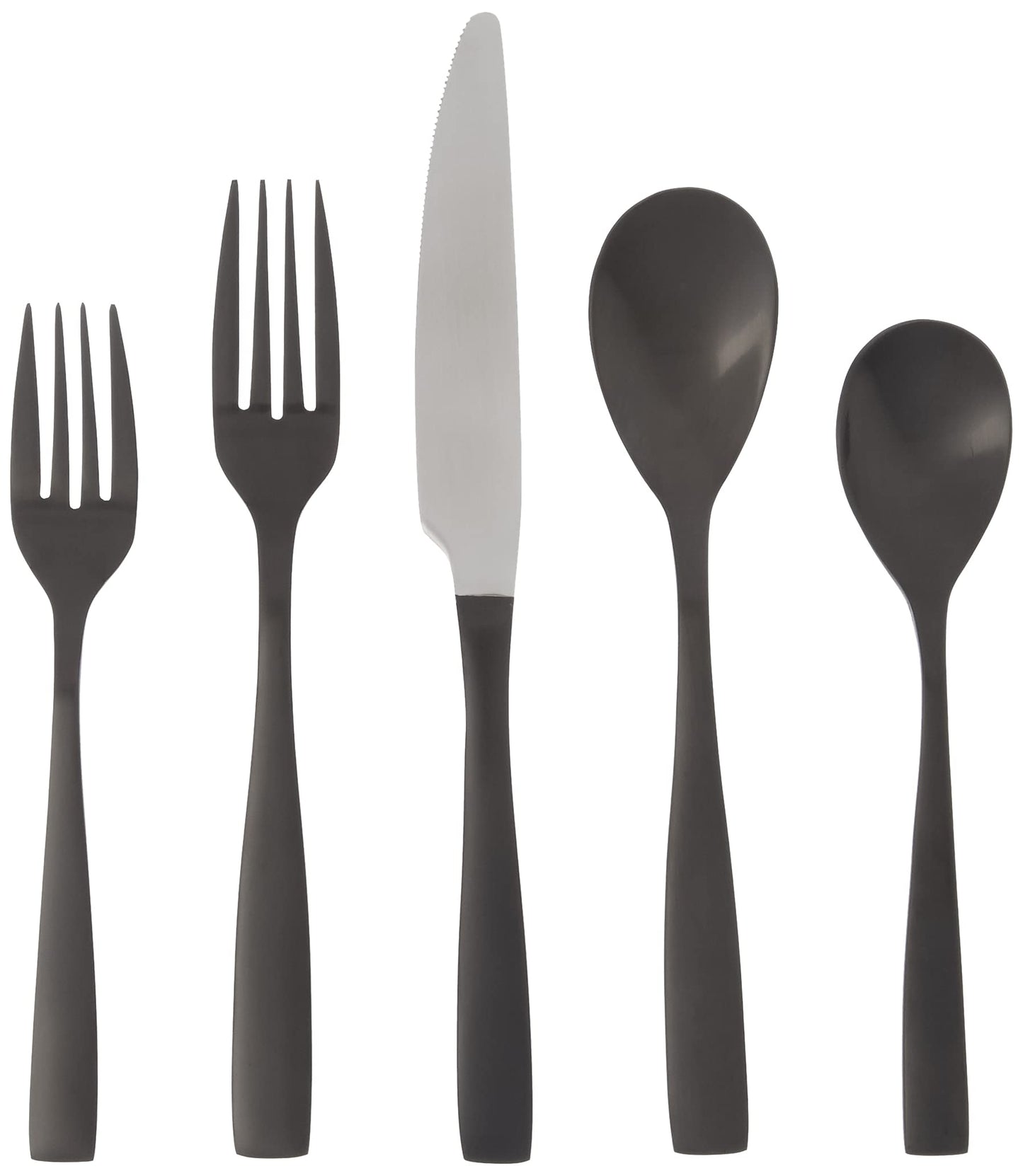 Delano Black 20-Piece Stainless Steel Flatware Set, Service for 4