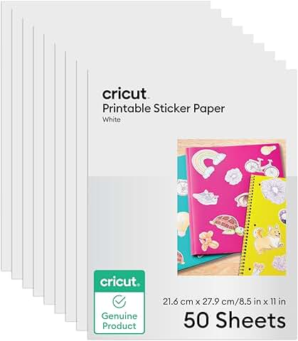 50 Sheets of Printable Sticker Paper, US Letter Size