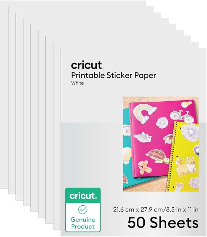 50 Sheets of Printable Sticker Paper, US Letter Size