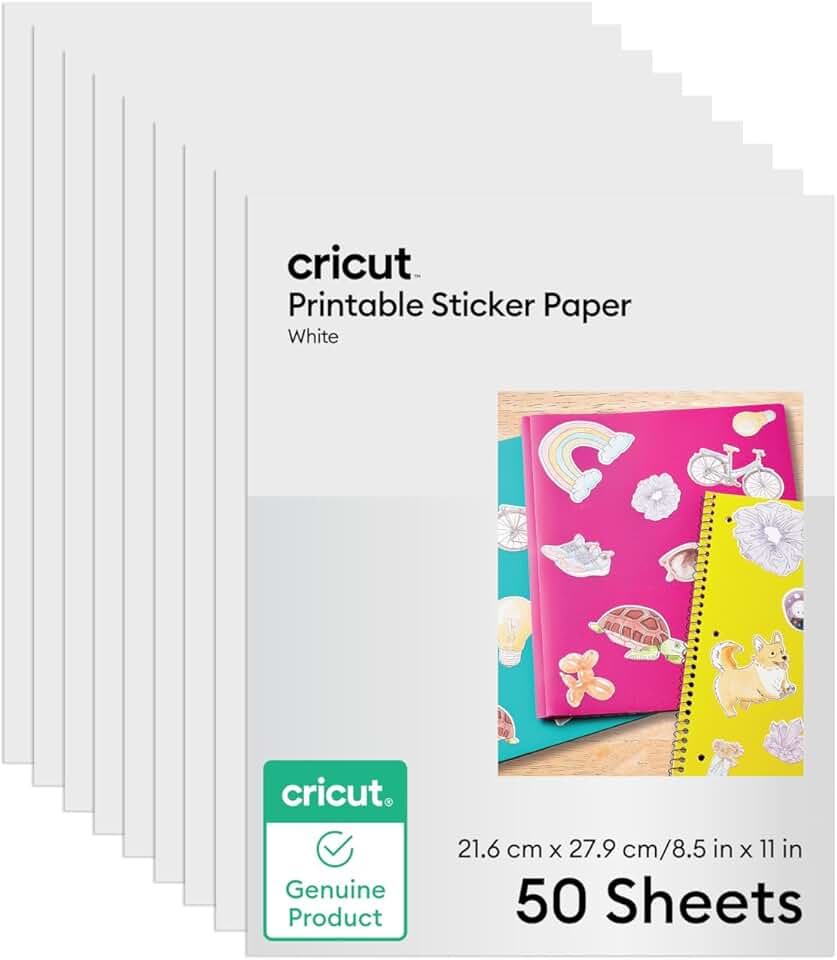 50 Sheets of Printable Sticker Paper, US Letter Size