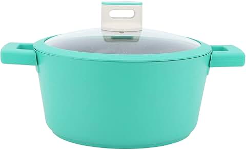 Green 24cm Aluminum Non-Stick Soup Pot with Lid