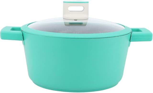 Green 24cm Aluminum Non-Stick Soup Pot with Lid