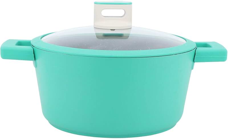 Green 24cm Aluminum Soup Pot with Lid