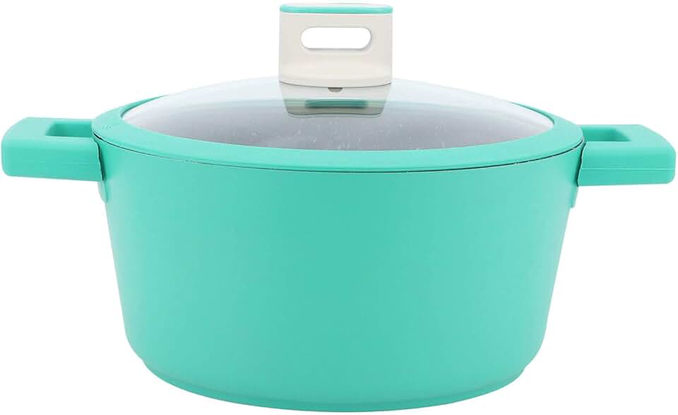 Green 24cm Aluminum Soup Pot with Lid