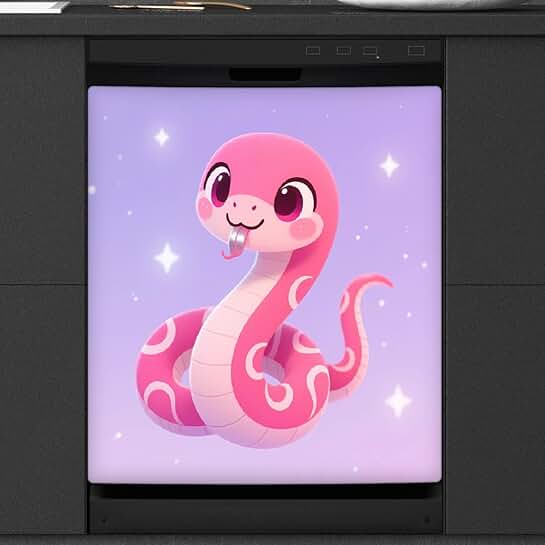 Cute Snake Dishwasher Magnet Cover, Waterproof 26x23 Inch
