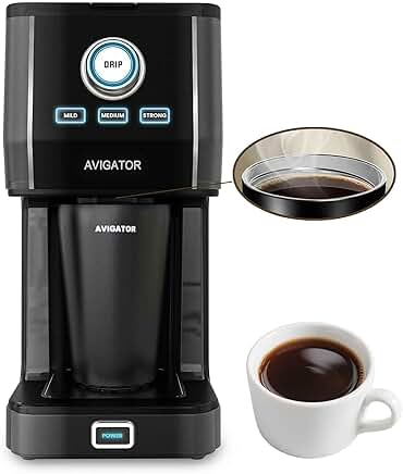 Single Serve Coffee Maker with 11oz Travel Mug and Adjustable Brew Strength