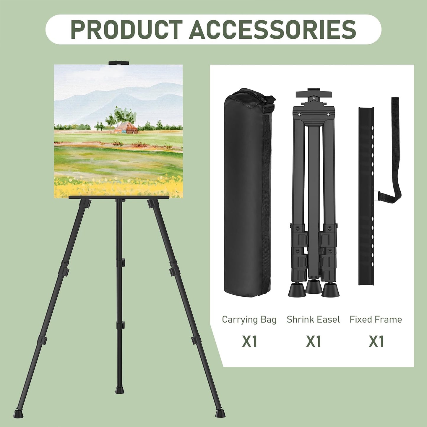 Black Adjustable Metal Art Easel for Canvas up to 36 Inches