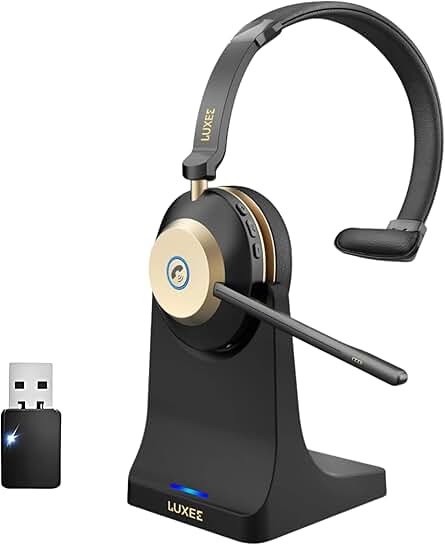 Wireless Noise Cancelling Headset with Mic for Work