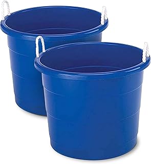 2-Pack Large Plastic Utility Tubs with Rope Handles