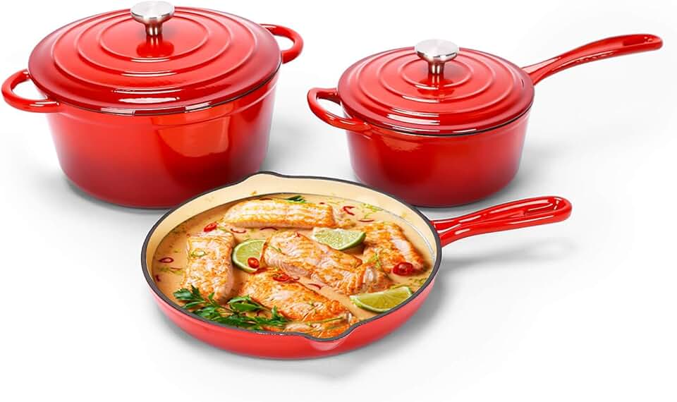 5-Piece Enameled Cast Iron Cookware Set