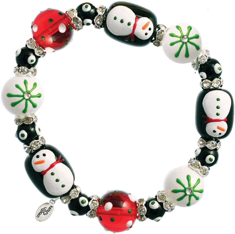 Snowy Night Holiday Winter Beaded Stretch Bracelet