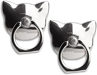 Two-Pack Glossy Cat Phone Ring Holders with 360° Rotation