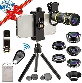 Cell Phone Camera Lens Kit with Telephoto, Fisheye, Macro, Wide Angle