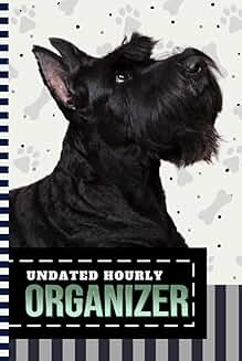 Hourly planner with dog art cover, one year, 6x9