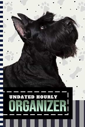 Hourly planner with dog art cover, one year, 6x9
