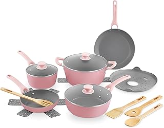 15-Piece Green Nonstick Ceramic Cookware Set