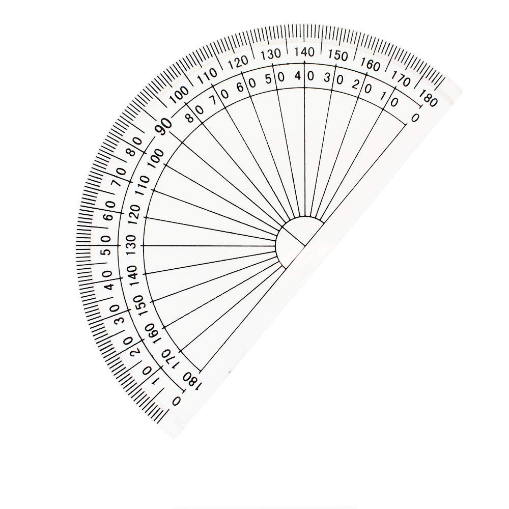 Pack of 2 clear 4-inch plastic protractors