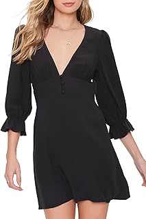 Women's V-Neck Trumpet-Sleeve Mini Dress
