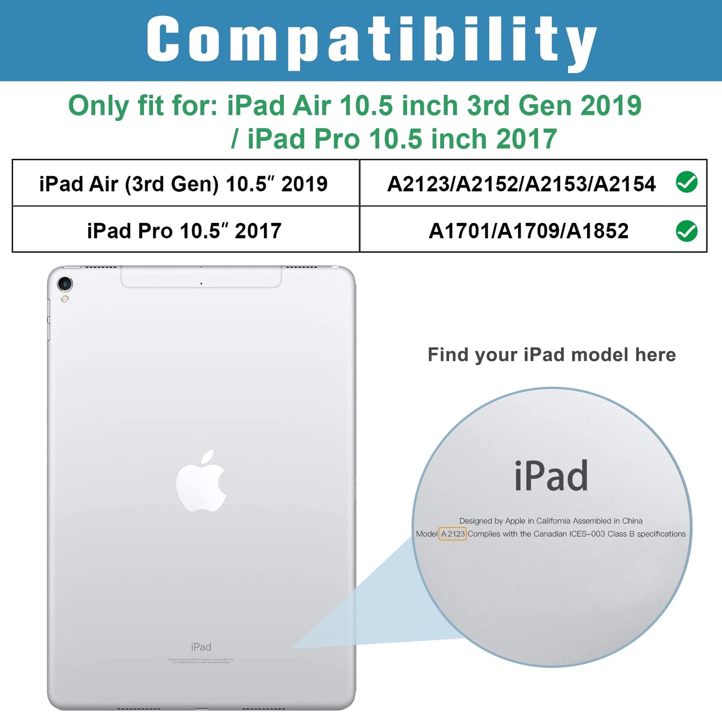 iPad Air (3rd Gen) 10.5" 2019 / iPad Pro 10.5" 2017 Case, Ultra Slim Lightweight Stand Smart Case Shell with Translucent Frosted Back Cover for Apple iPad Air (3rd Gen) 10.5" 2019 -Black