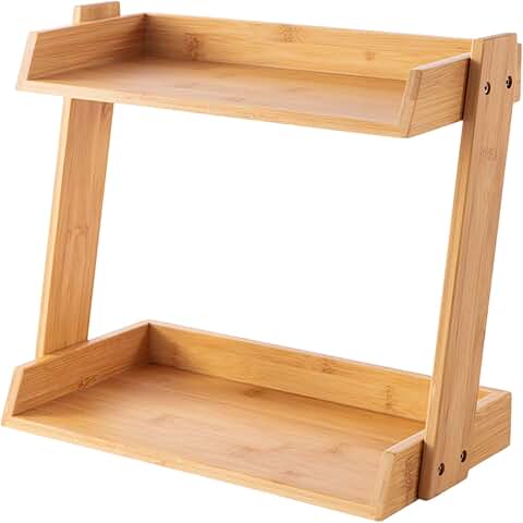 Large Bamboo Makeup and Jewelry Organizer with Two Layers