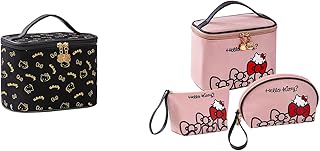 Large Pink Waterproof Travel Makeup Bag with Brush Holder