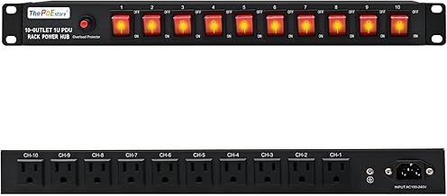 10 Outlet 1U Rack Power Strip with Surge Protection