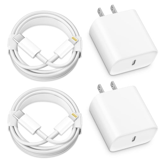 iPhone 14 13 12 Charger Fast Charging, Apple MFi Certified2-Pack 20W USB C Fast Charger with 6FT USB C to Lightning Cable Compatible with iPhone 14/13/12/11/Xs/8, iPad, AirPods Pro and More