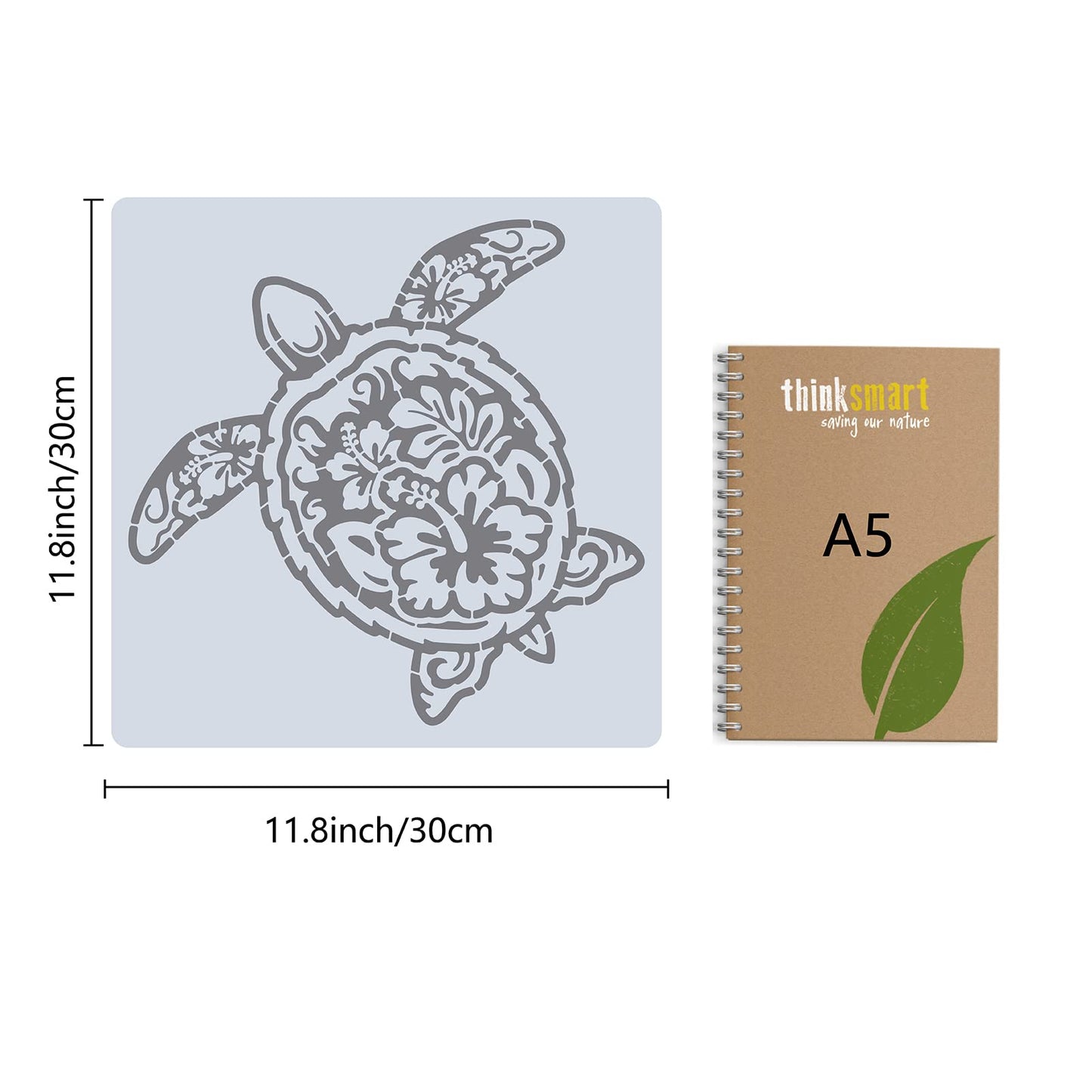 11.8x11.8 Sea Turtle and Hibiscus Painting Templates