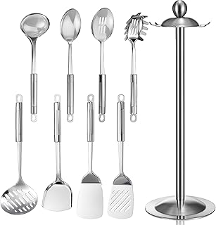 9-Piece Stainless Steel Cooking Utensil Set with Holder