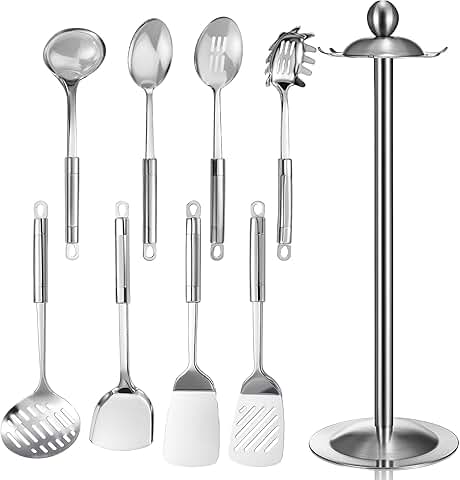 9-Piece Stainless Steel Cooking Utensil Set with Holder