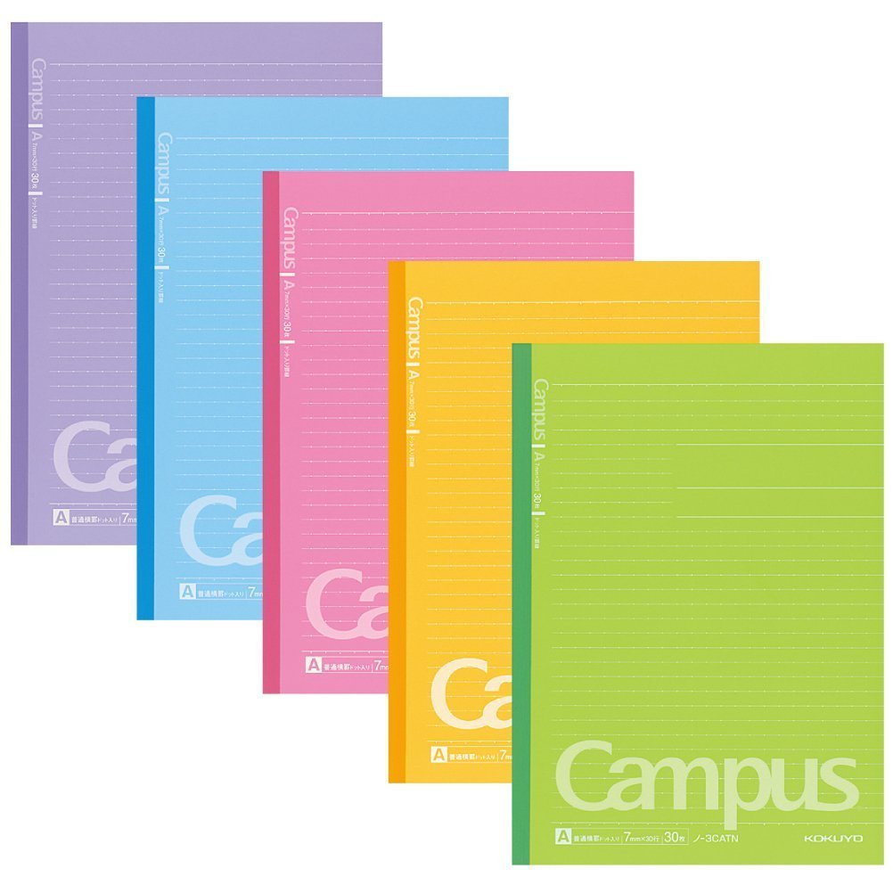 Semi B5 dotted notebooks, 30 sheets, 5-pack