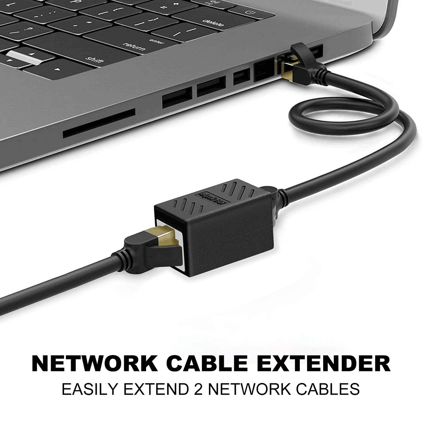 RJ45 Coupler Female to Female Ethernet Coupler 2 Pack in-Line Coupler for Cat7 Cat6 Cat5 Cat5e Ethernet Cable Extender Adapter (Black)