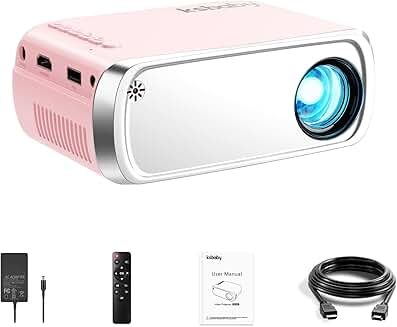 Portable outdoor mini projector with screen mirroring