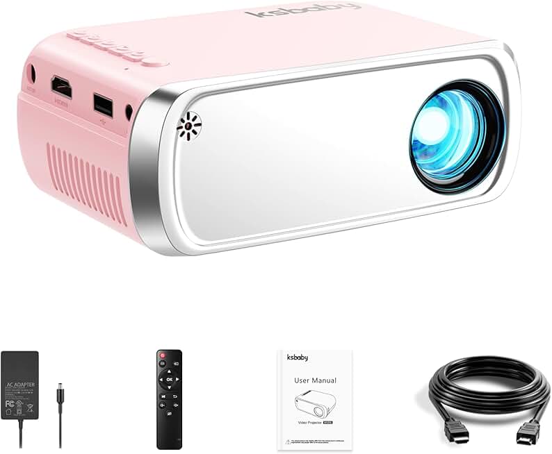 Portable outdoor mini projector with screen mirroring