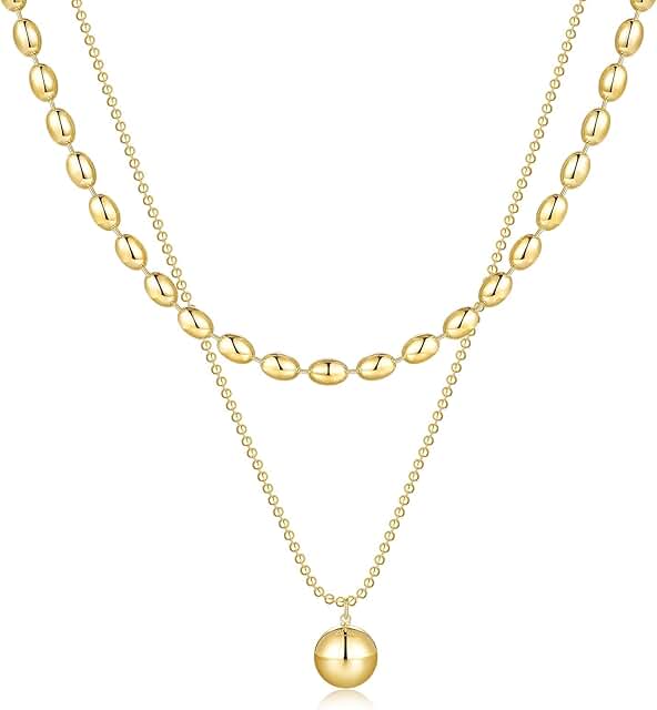 Gold Layered Beaded Necklace with Drop Pendant