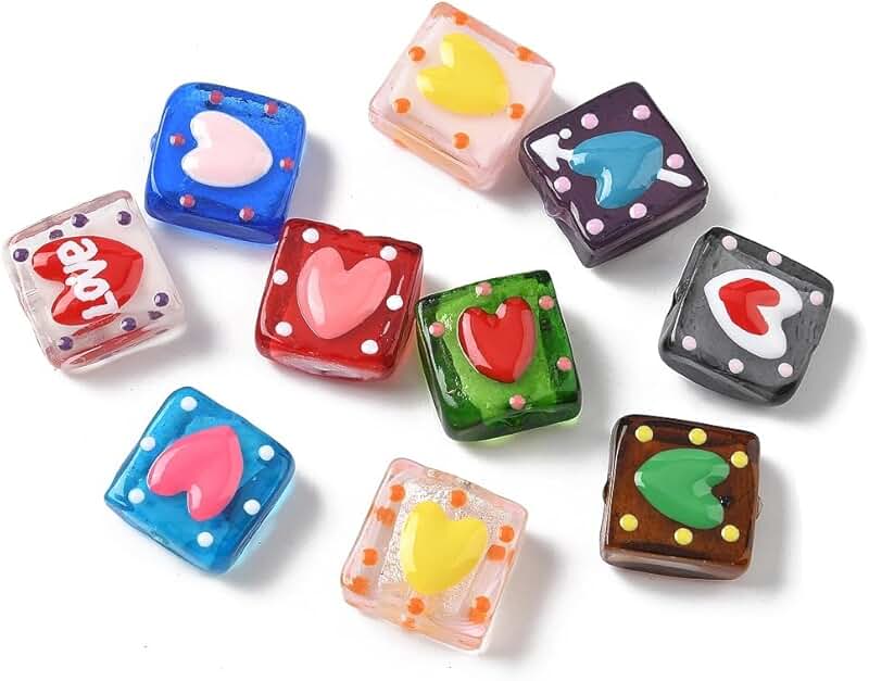 30 Handmade Square Bumpy Lampwork Beads for Jewelry Making