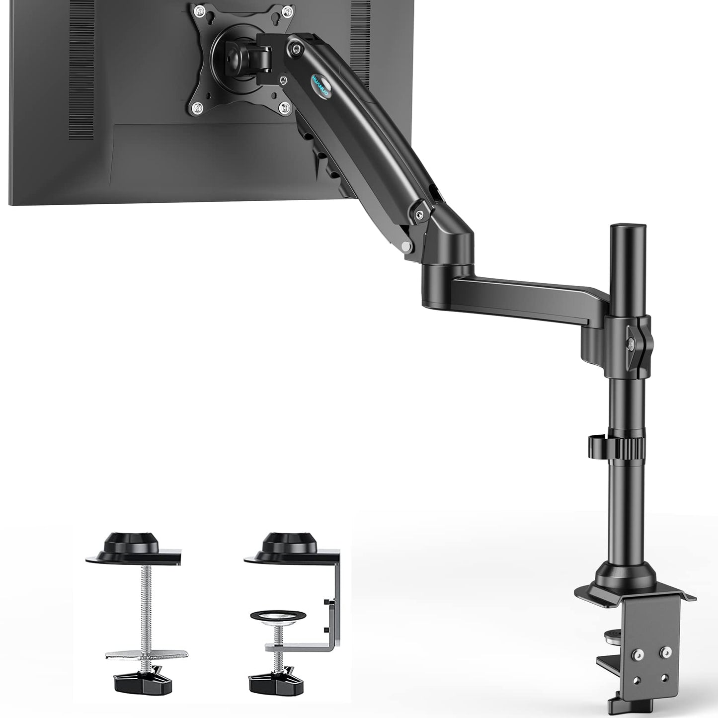 Single Monitor Mount - Gas Spring Monitor Arm Fits 13-32'' Monitor, Full Motion Swivel, Single Monitor Stand, Ultra Height Adjustable for Stand Work, Monitor Desk Stand with VESA, Max 19.8lbs