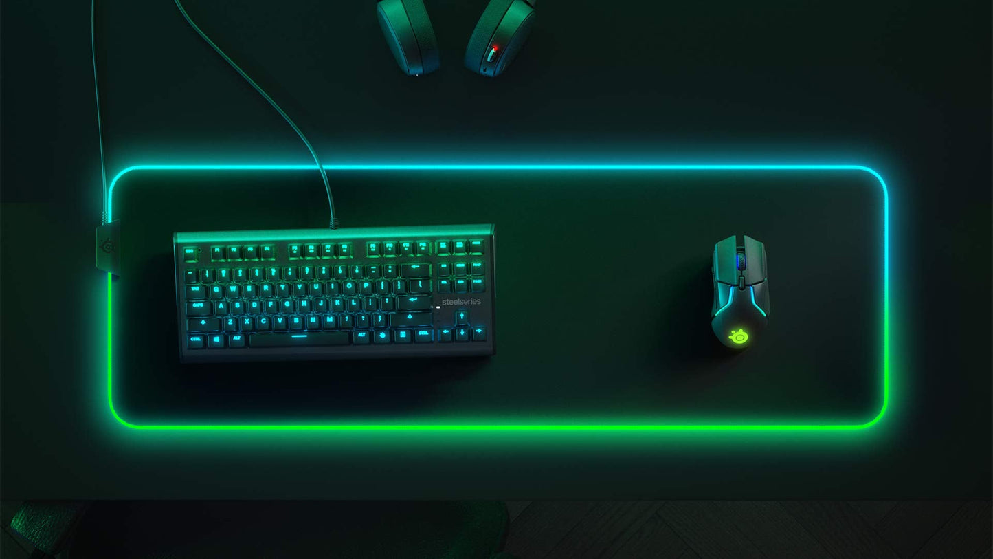 QcK Gaming Surface - XL RGB Prism Cloth - Sized to Cover Desks - Optimized For Gaming Sensors