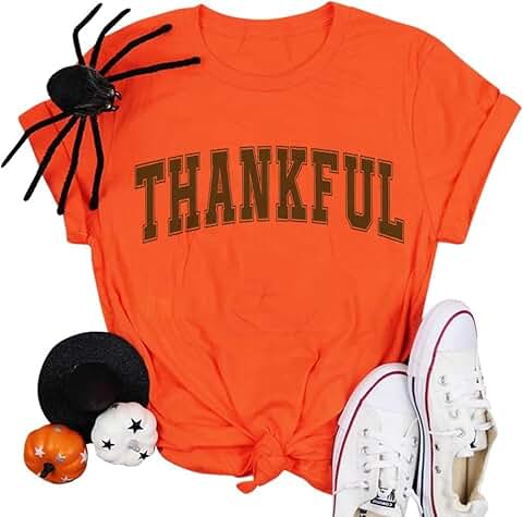 Thanksgiving Women's Casual Pumpkin Letter Print Tee