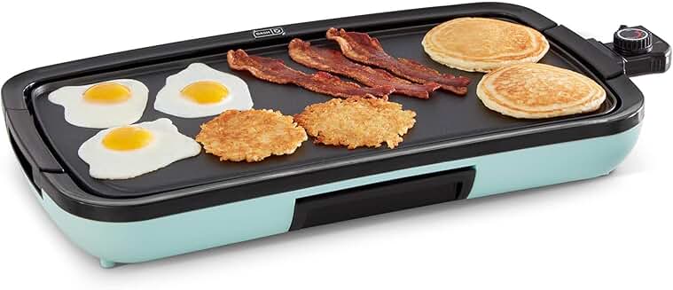 Electric griddle with removable nonstick plate and drip tray
