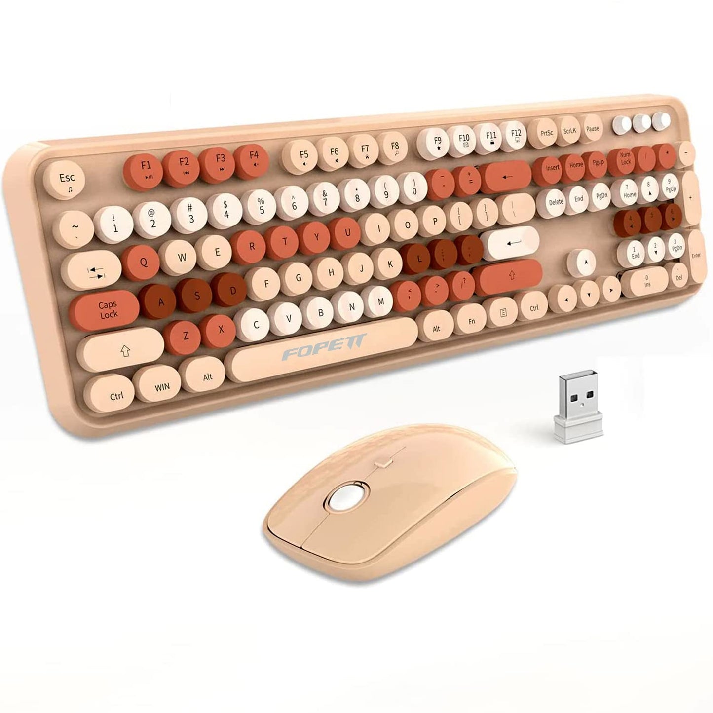 Keyboard and Mouse Sets Wireless Keyboard and Mouse Sets,Reliable 2.4 GHz Connectivity for PC,Laptop,Smart TV and More (Milk Tea Color)
