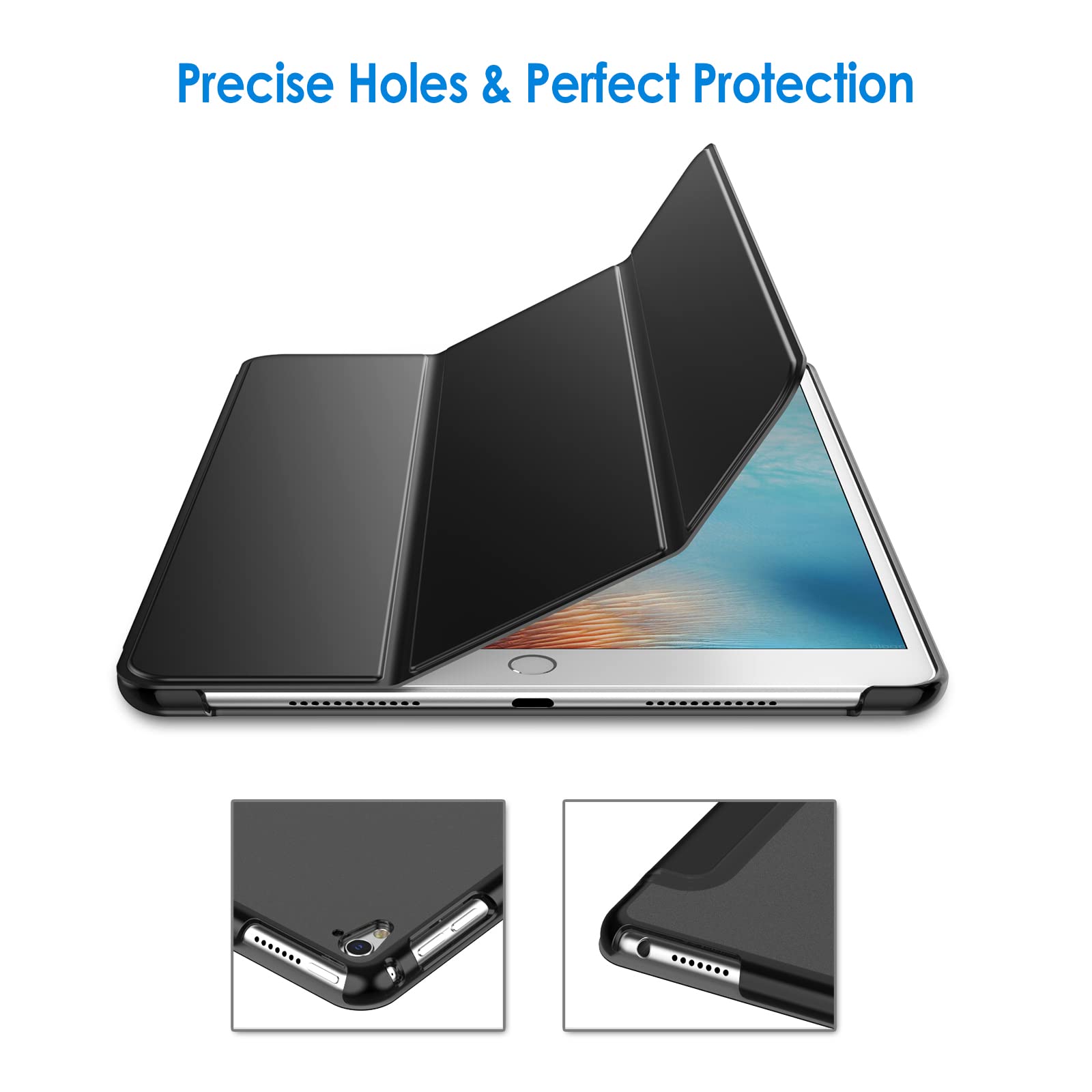 Case for iPad Pro 9.7-Inch 2016 (Old Model), Slim Stand Hard Back Shell Cover with Auto Wake/Sleep (Black)