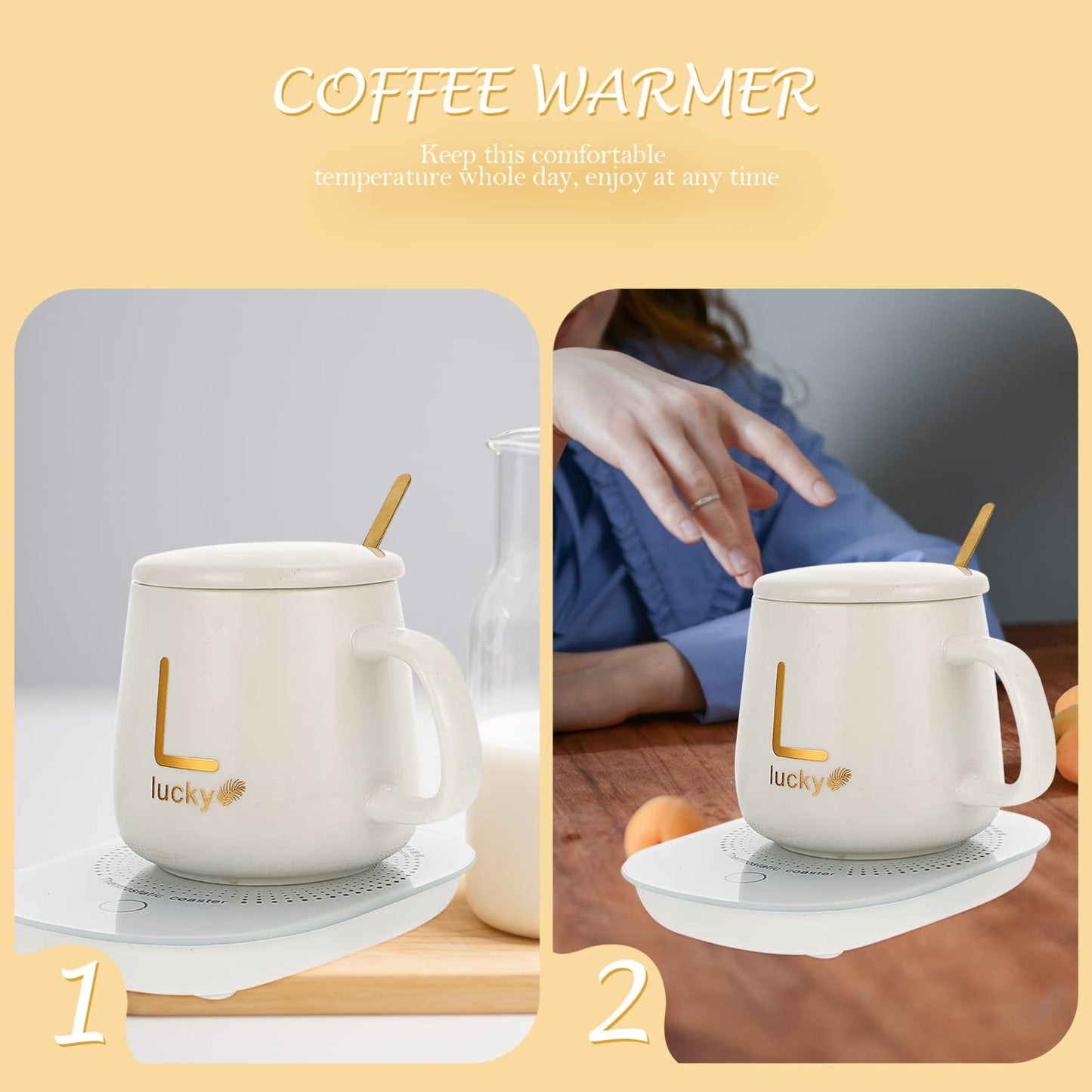1 Set Mug Warmer Mat USB 55 Cup Warmer Drink Milk Heating Coaster Coffee Hot Plate Beverage Milk Cup for Home Office Shop White