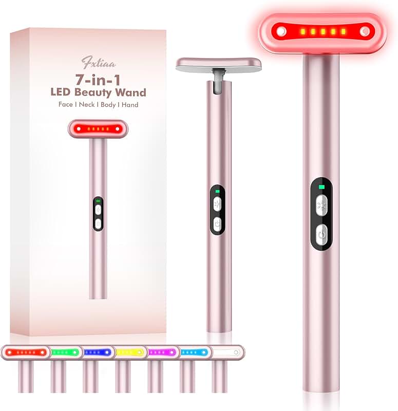 7-Color LED Light Therapy Wand for Face and Neck