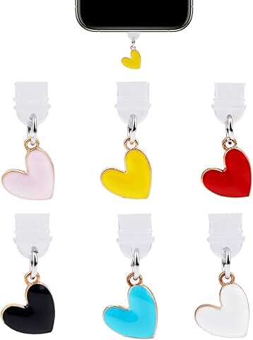 Six Heart-Shaped Dust Plug Charms for Kindle