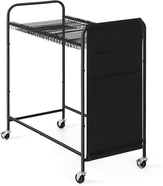 Rolling pants rack with 30 hangers for jeans and skirts